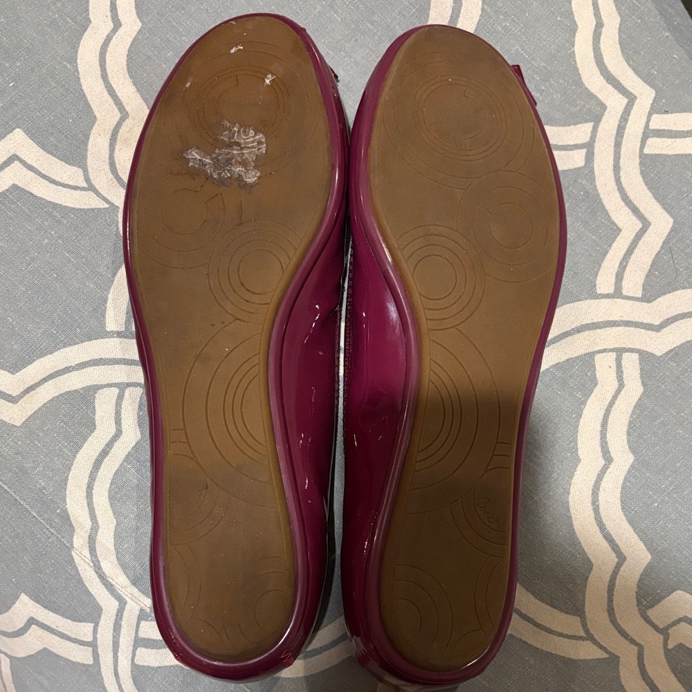 Coach Magenta patent flats with Bow and Heart Charm - Picture 3 of 5
